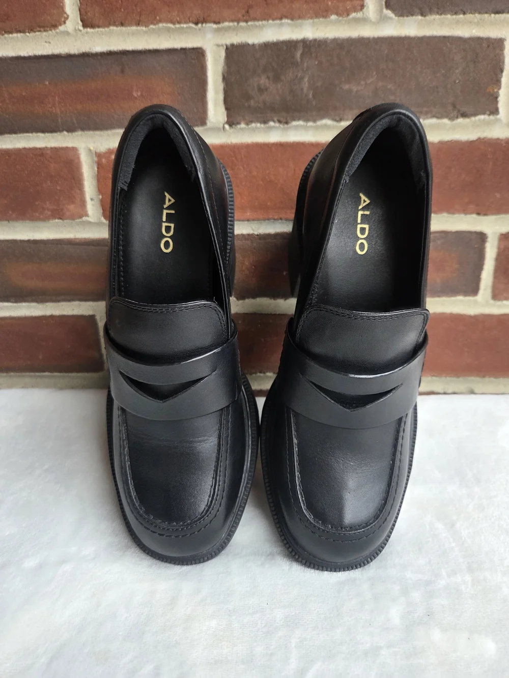 ALDO Black Chunky Platform Penny Loafers Lug Sole Block Heel US 6.5 EU 37